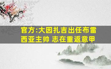 官方:大因扎吉出任布雷西亚主帅 志在重返意甲